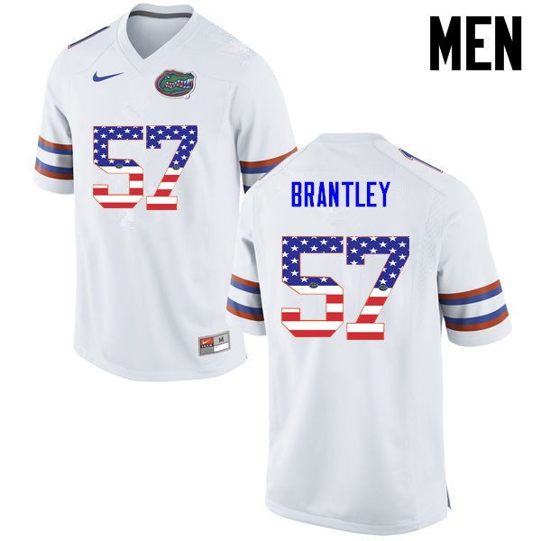 Florida Gators Men #57 Caleb Brantley College Football USA Flag Fashion White